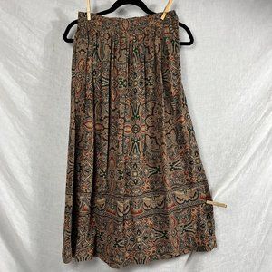 Vintage FA Chatta Rayon Wool Midi Skirt Womens 6 Paisley Bohemian Gypsy Maxi